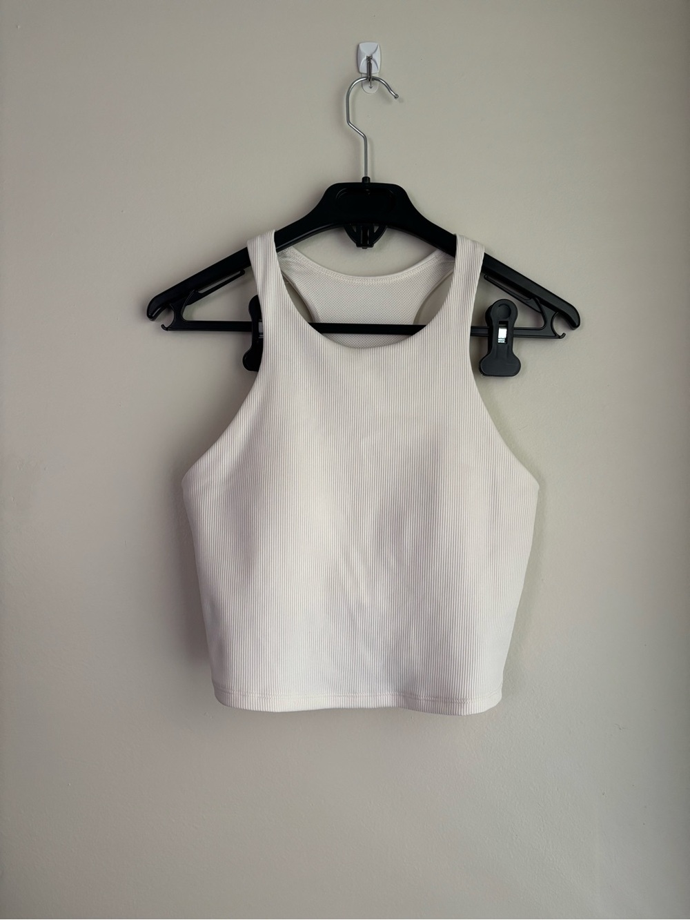 All in Motion Light Support Ribbed Cropped High Neck Tank - White